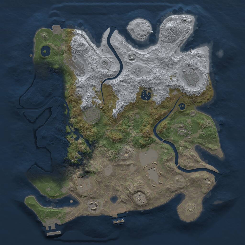 Rust Map: Procedural Map, Size: 3500, Seed: 239927, 15 Monuments