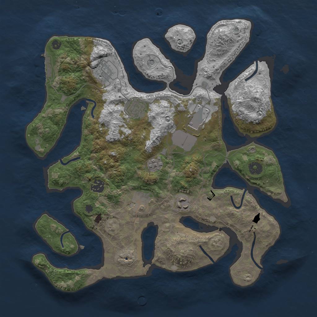 Rust Map: Procedural Map, Size: 3500, Seed: 239927, 11 Monuments