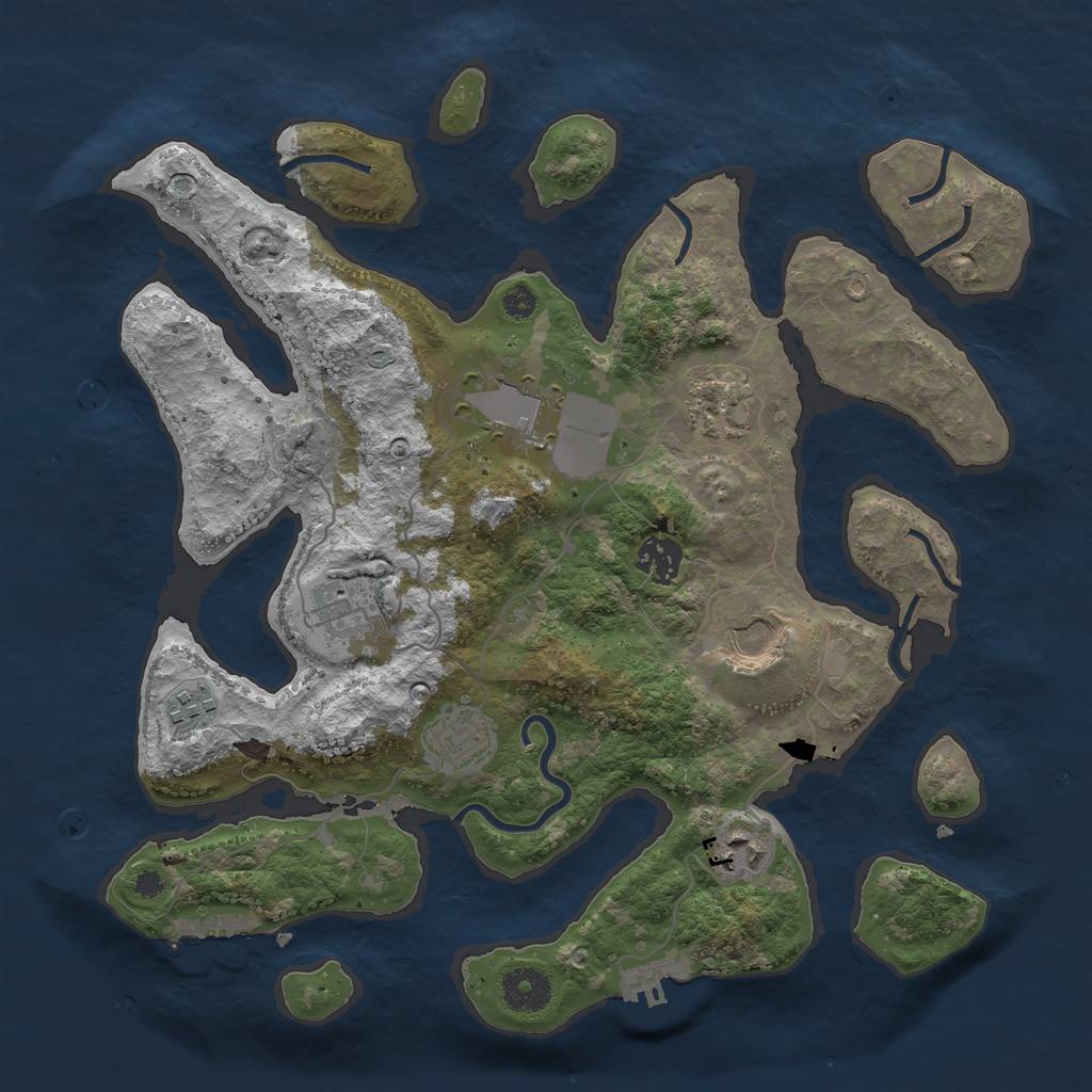 Rust Map: Procedural Map, Size: 3500, Seed: 1119151234, 12 Monuments