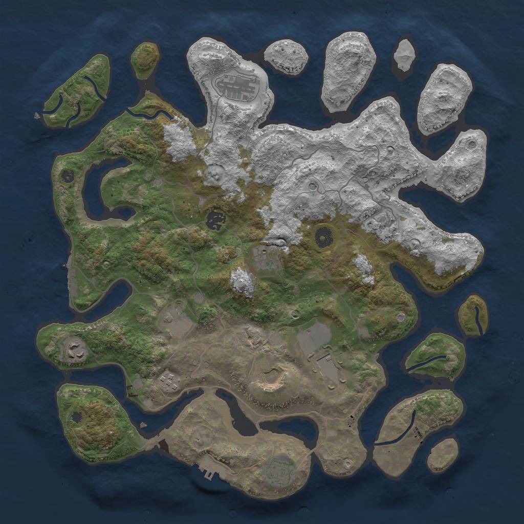 Rust Map: Procedural Map, Size: 4096, Seed: 185785288, 15 Monuments