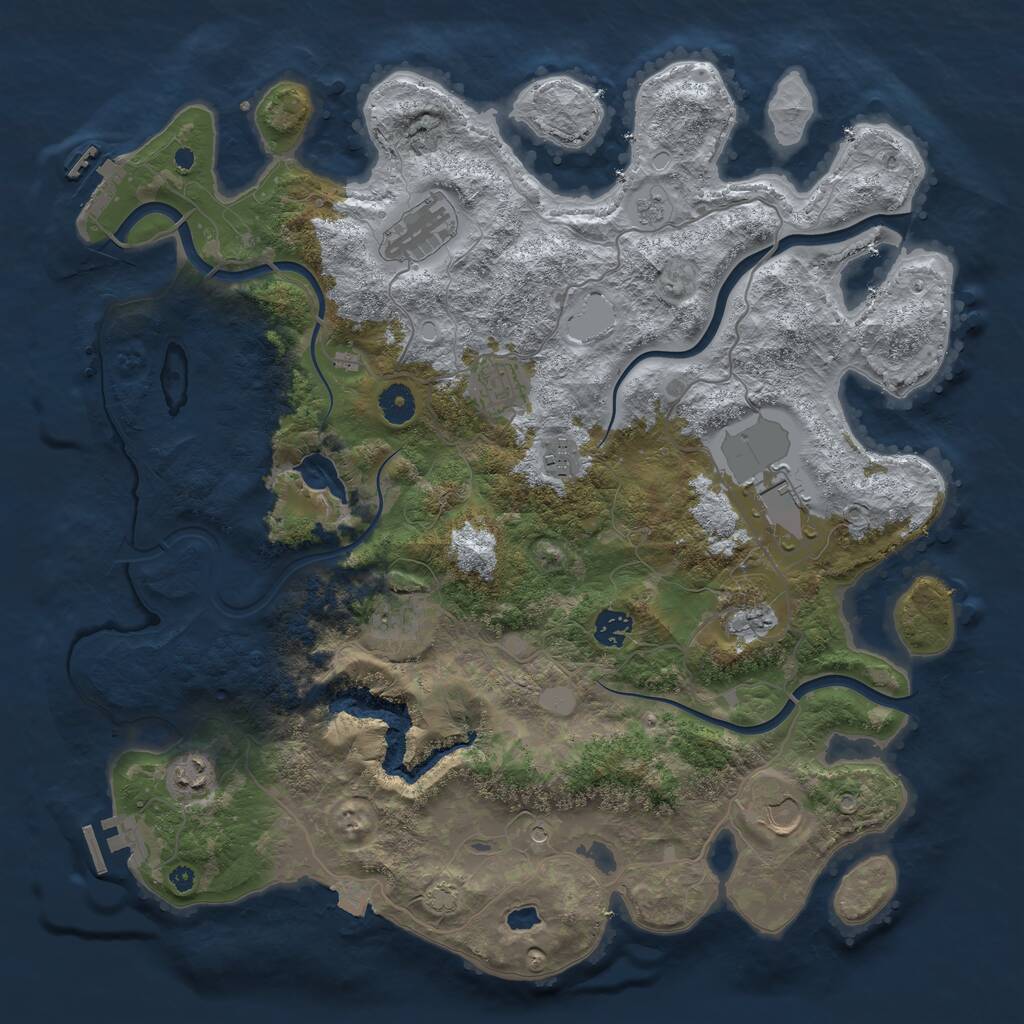 Rust Map: Procedural Map, Size: 4096, Seed: 185785288, 15 Monuments