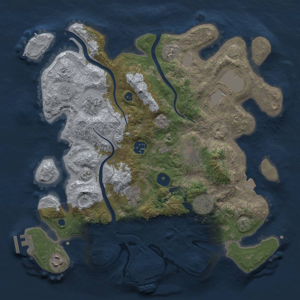 Rust Map: Procedural Map, Size: 3500, Seed: 3466557, 14 Monuments