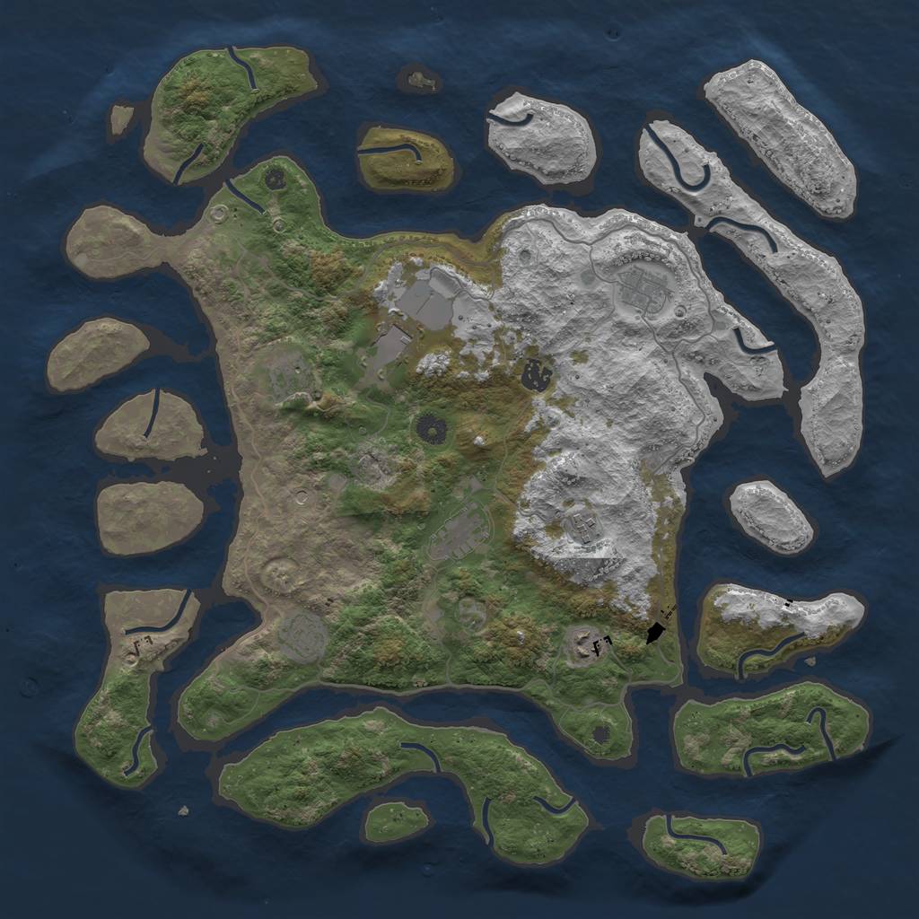 Rust Map: Procedural Map, Size: 4500, Seed: 763672, 11 Monuments