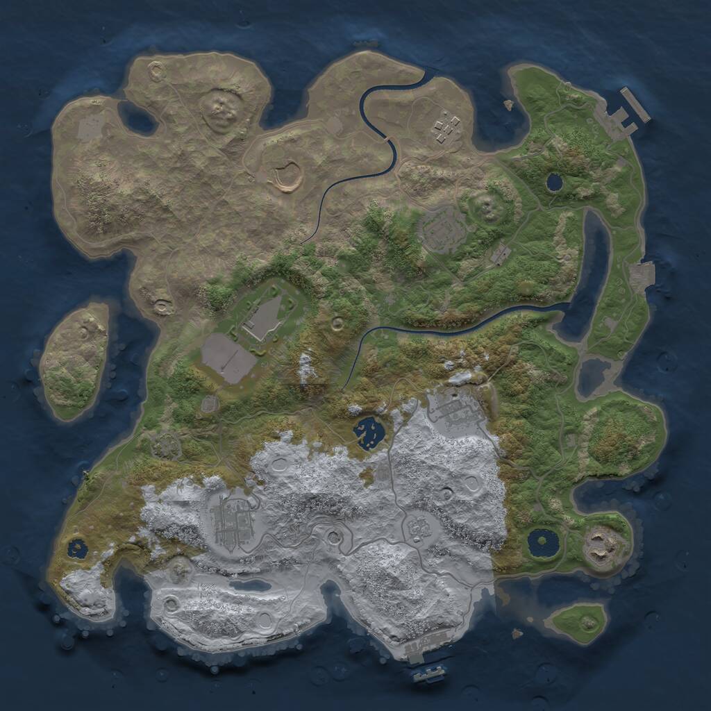 Rust Map: Procedural Map, Size: 3500, Seed: 8782323, 14 Monuments