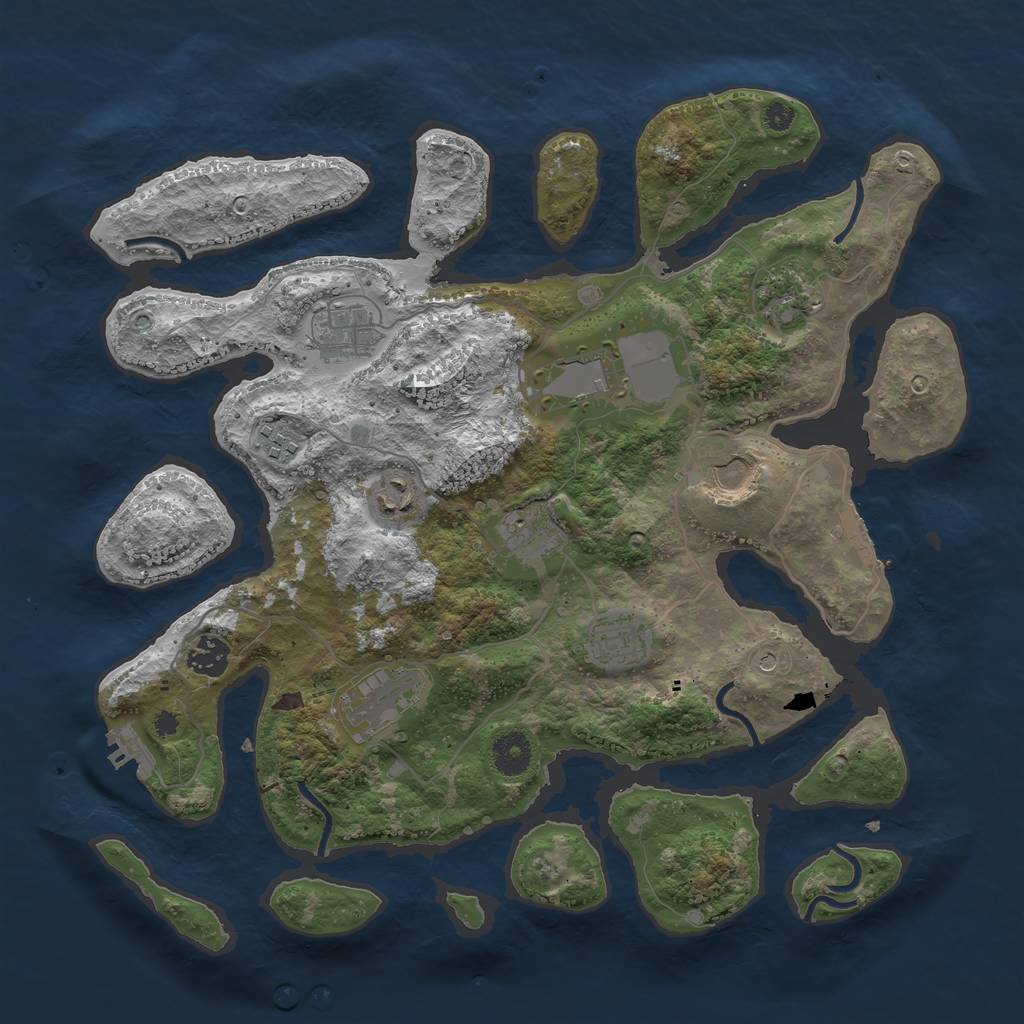 Rust Map: Procedural Map, Size: 3750, Seed: 599042126, 15 Monuments