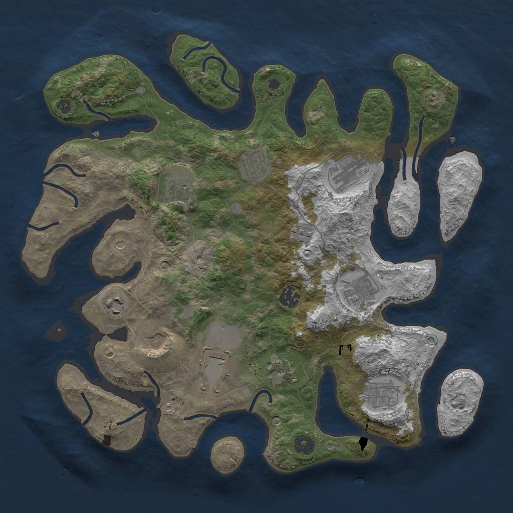 Rust Map: Procedural Map, Size: 3800, Seed: 1708, 14 Monuments