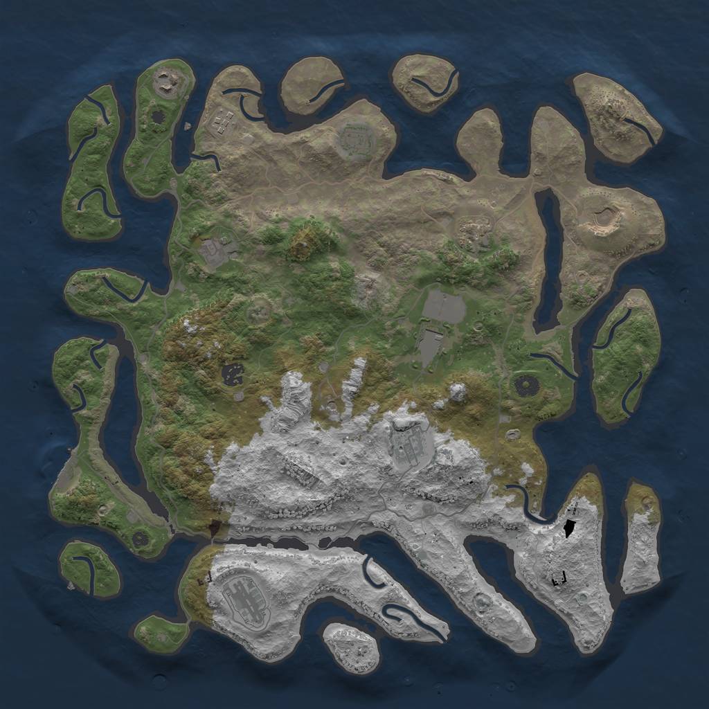 Rust Map: Procedural Map, Size: 4500, Seed: 463229, 14 Monuments