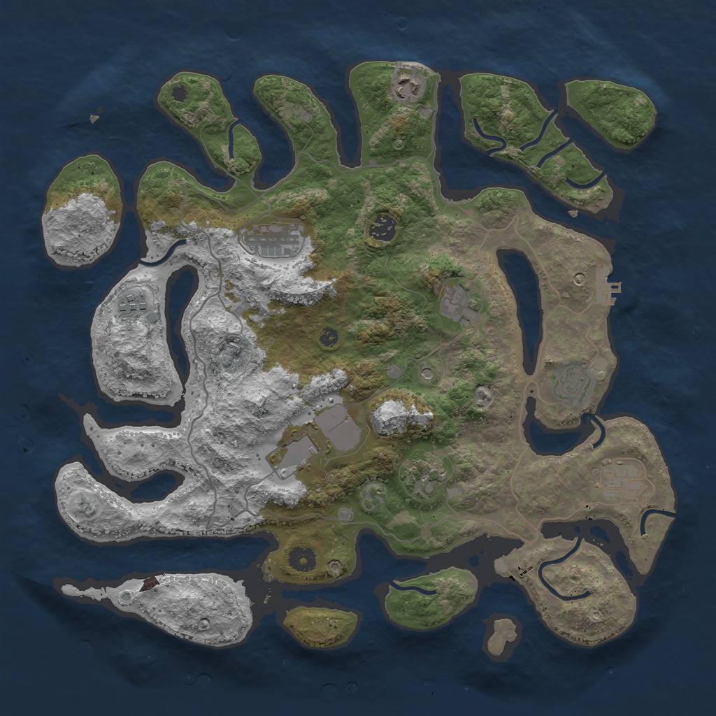 Rust Map: Procedural Map, Size: 4000, Seed: 334114, 13 Monuments