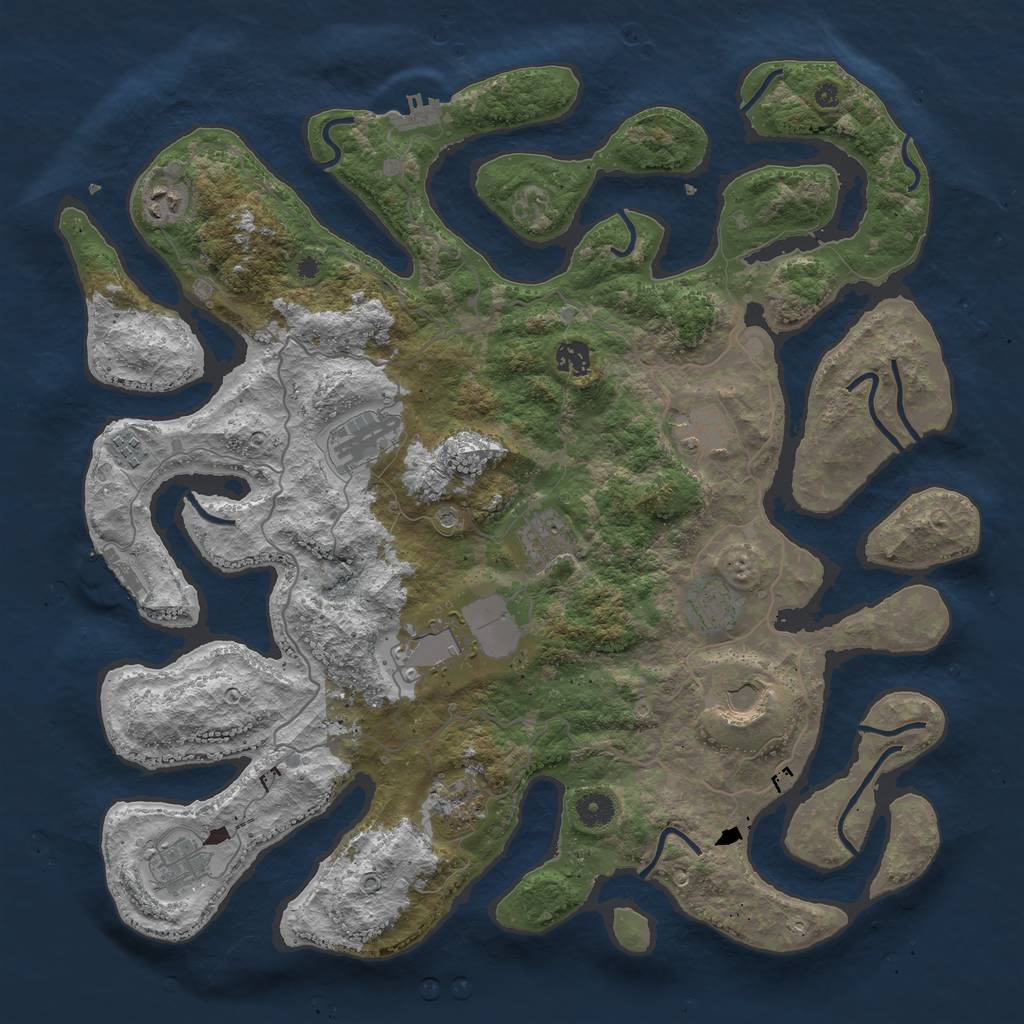 Rust Map: Procedural Map, Size: 4300, Seed: 772586274, 16 Monuments