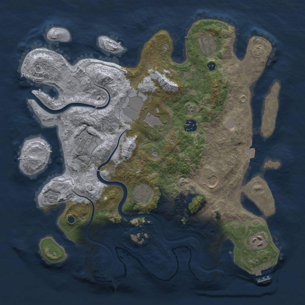 Rust Map: Procedural Map, Size: 3600, Seed: 1306125358, 13 Monuments