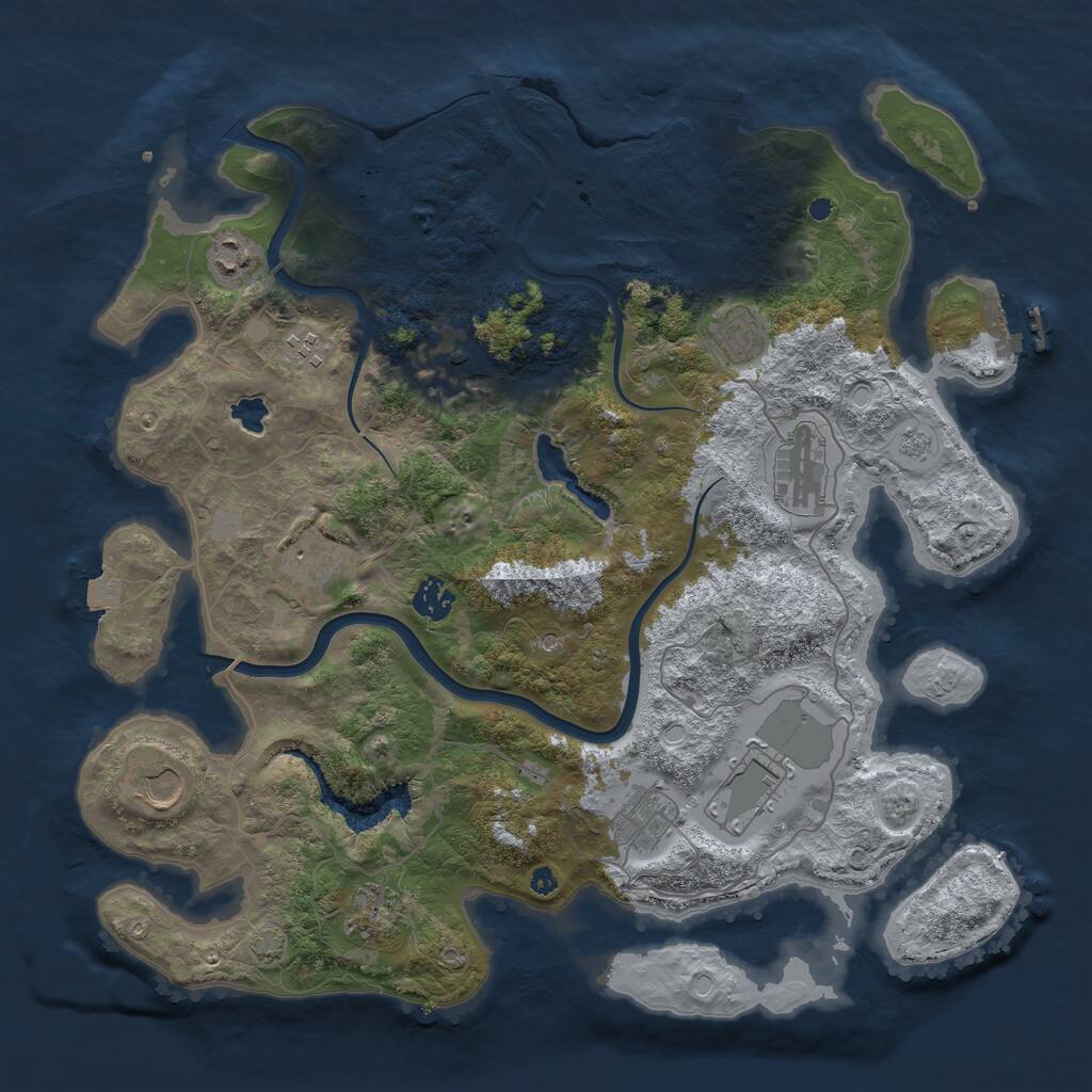 Rust Map: Procedural Map, Size: 4000, Seed: 928843925, 17 Monuments