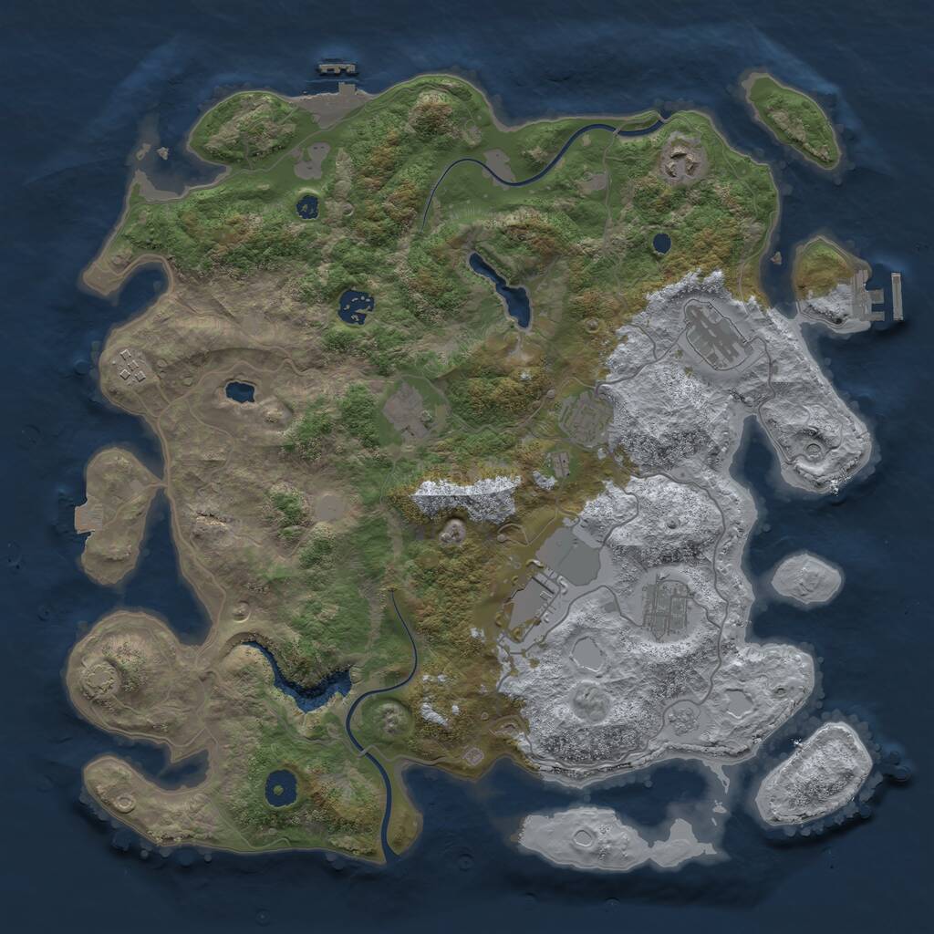 Rust Map: Procedural Map, Size: 4000, Seed: 928843925, 14 Monuments