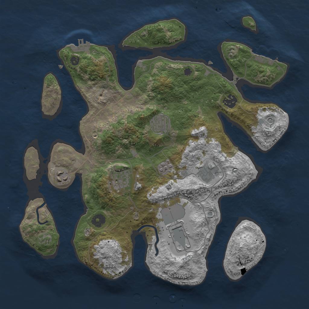 Rust Map: Procedural Map, Size: 3500, Seed: 799197, 12 Monuments