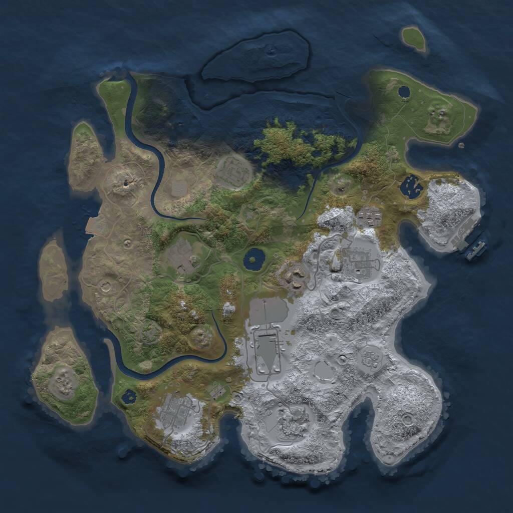 Rust Map: Procedural Map, Size: 3500, Seed: 799197, 14 Monuments