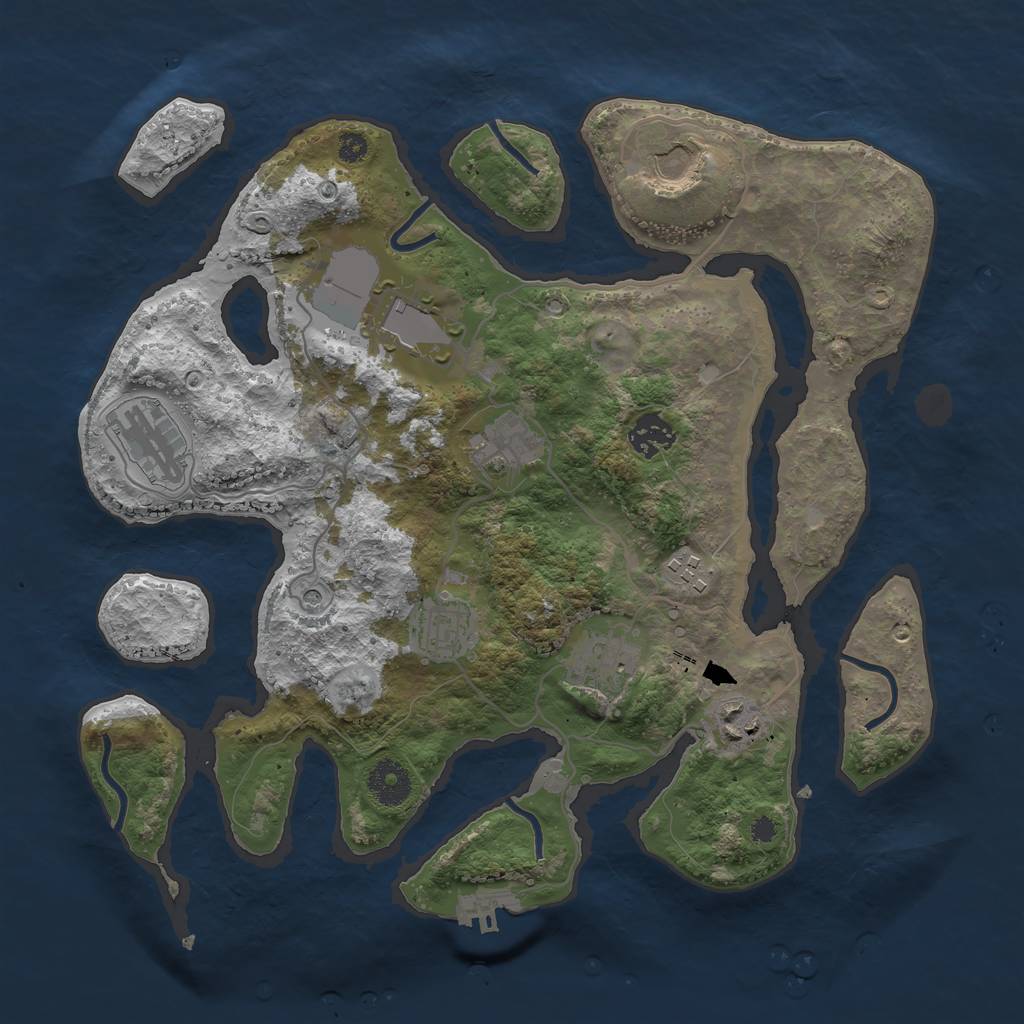 Rust Map: Procedural Map, Size: 3500, Seed: 159538, 13 Monuments