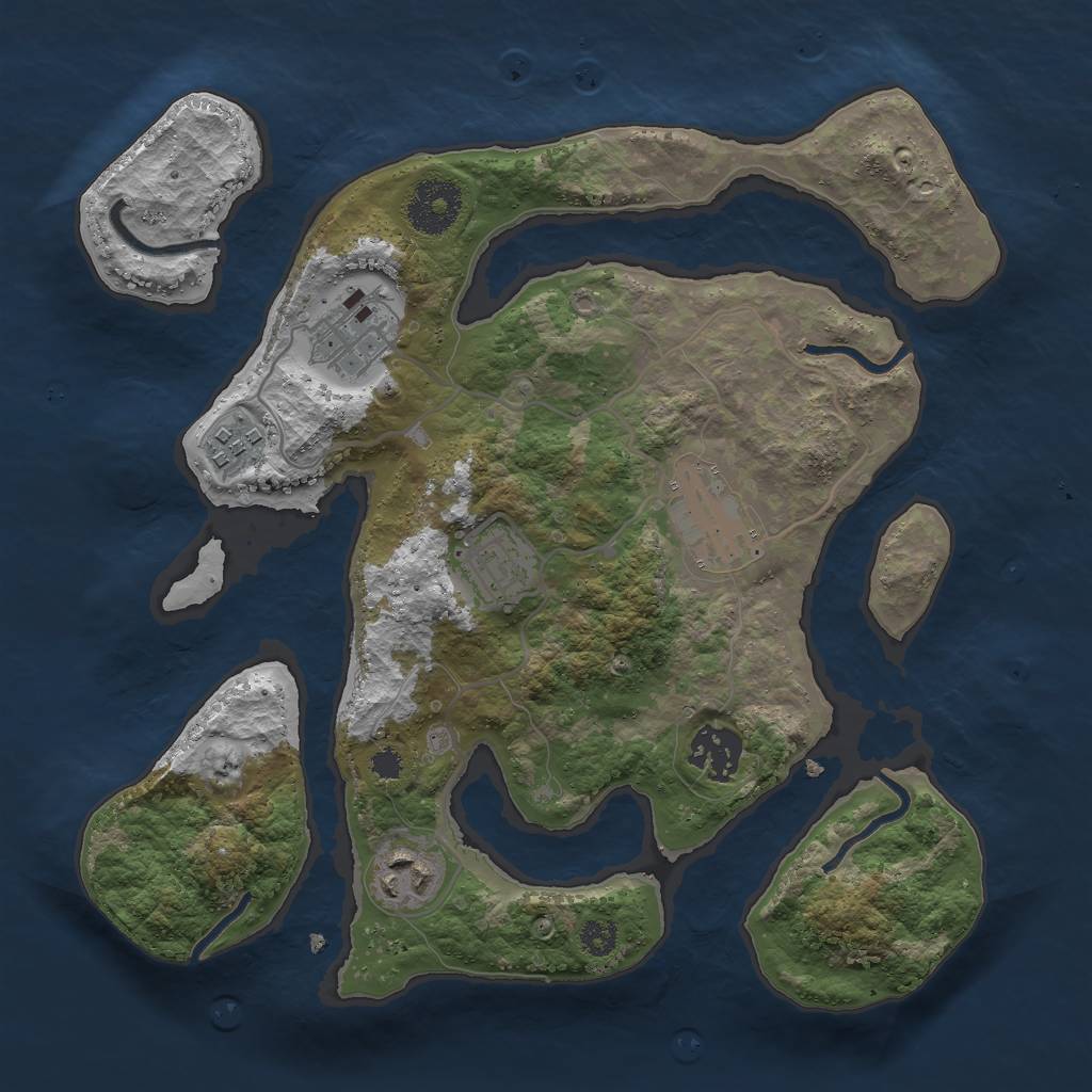 Rust Map: Procedural Map, Size: 3000, Seed: 4236, 8 Monuments