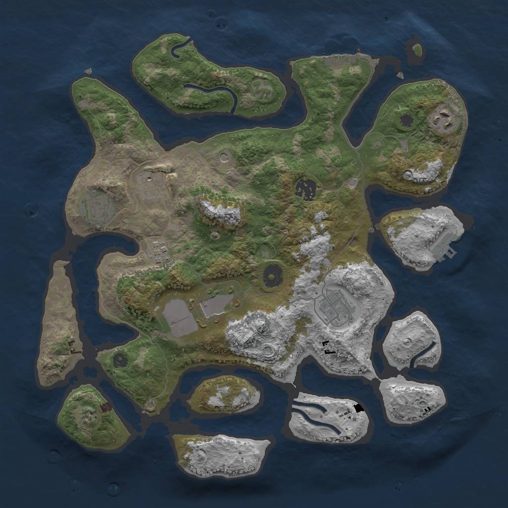 Rust Map: Procedural Map, Size: 3500, Seed: 763399, 12 Monuments