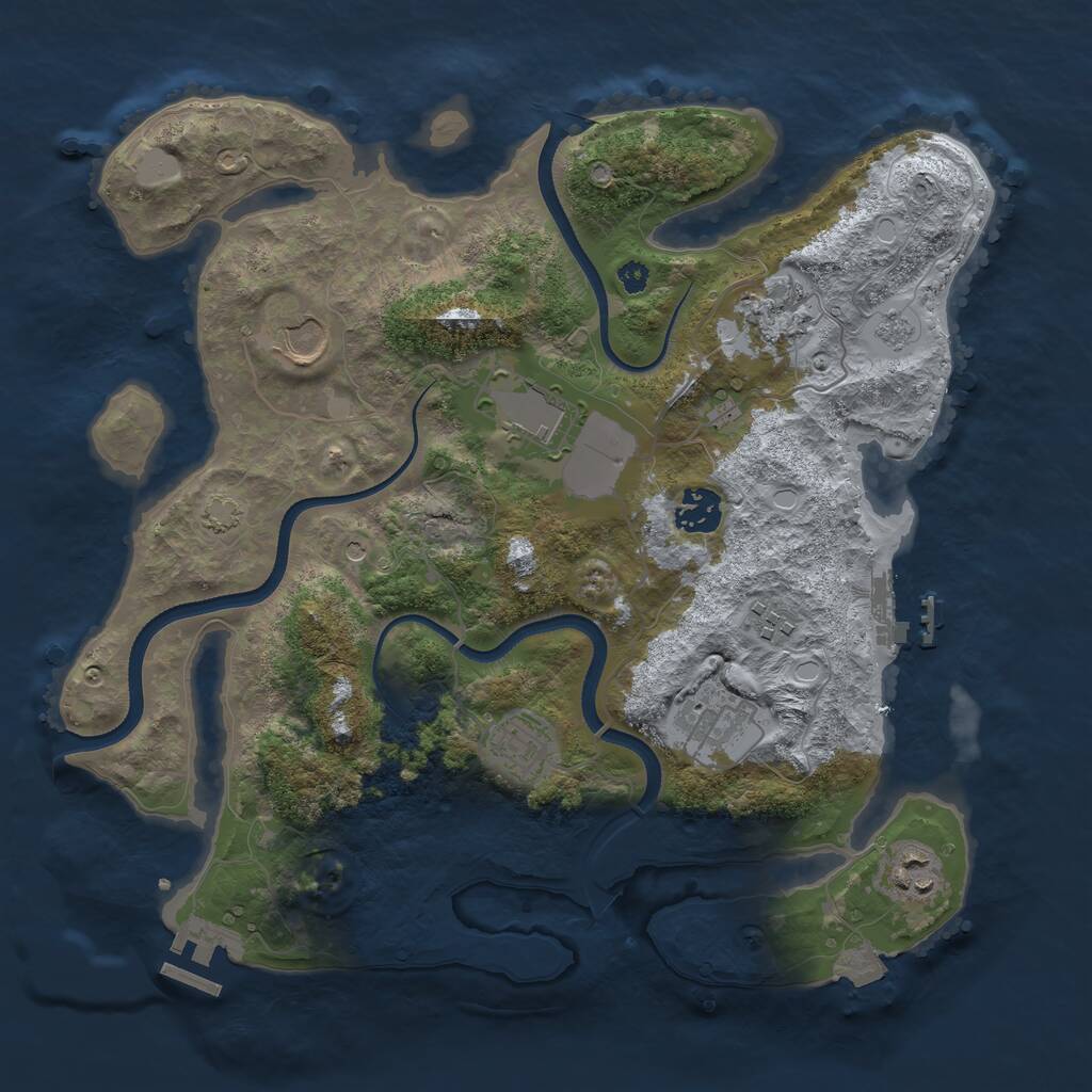 Rust Map: Procedural Map, Size: 3500, Seed: 733637709, 14 Monuments
