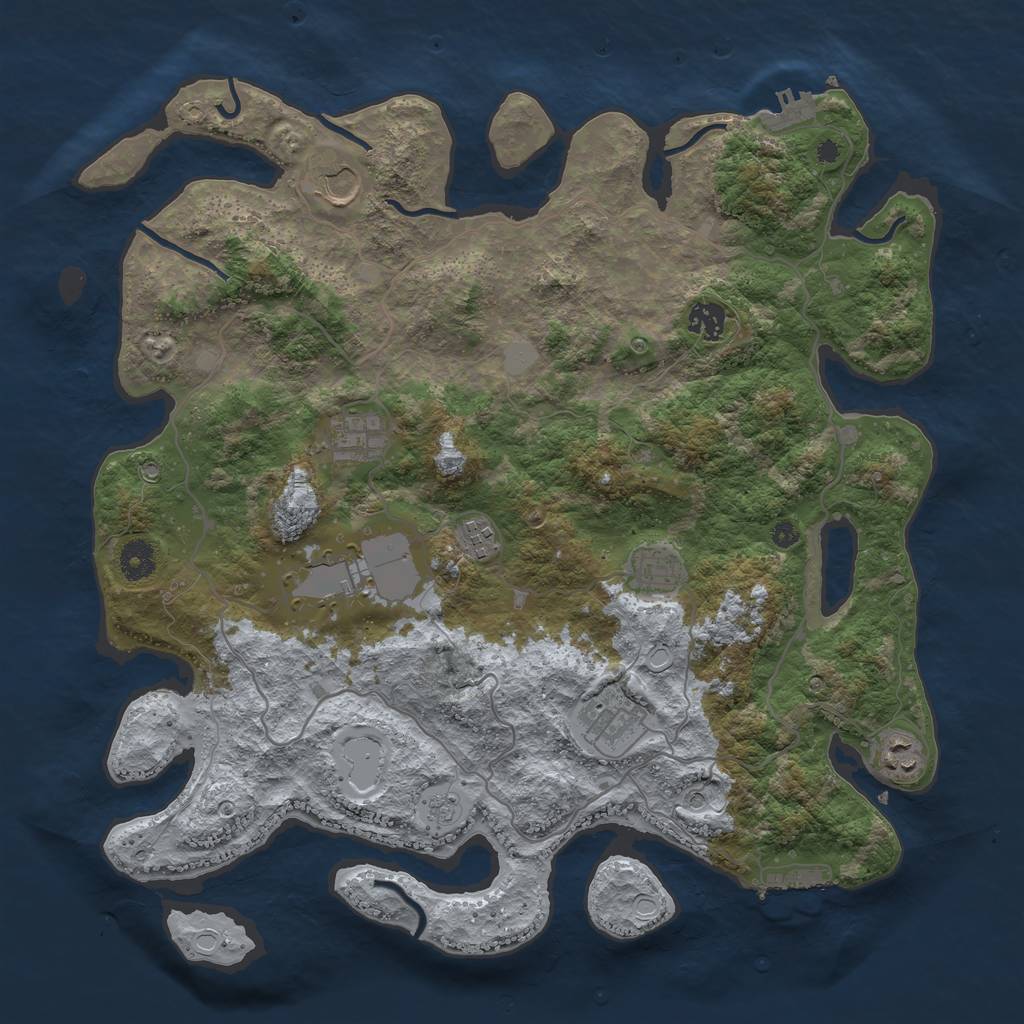 Rust Map: Procedural Map, Size: 4000, Seed: 918758, 17 Monuments