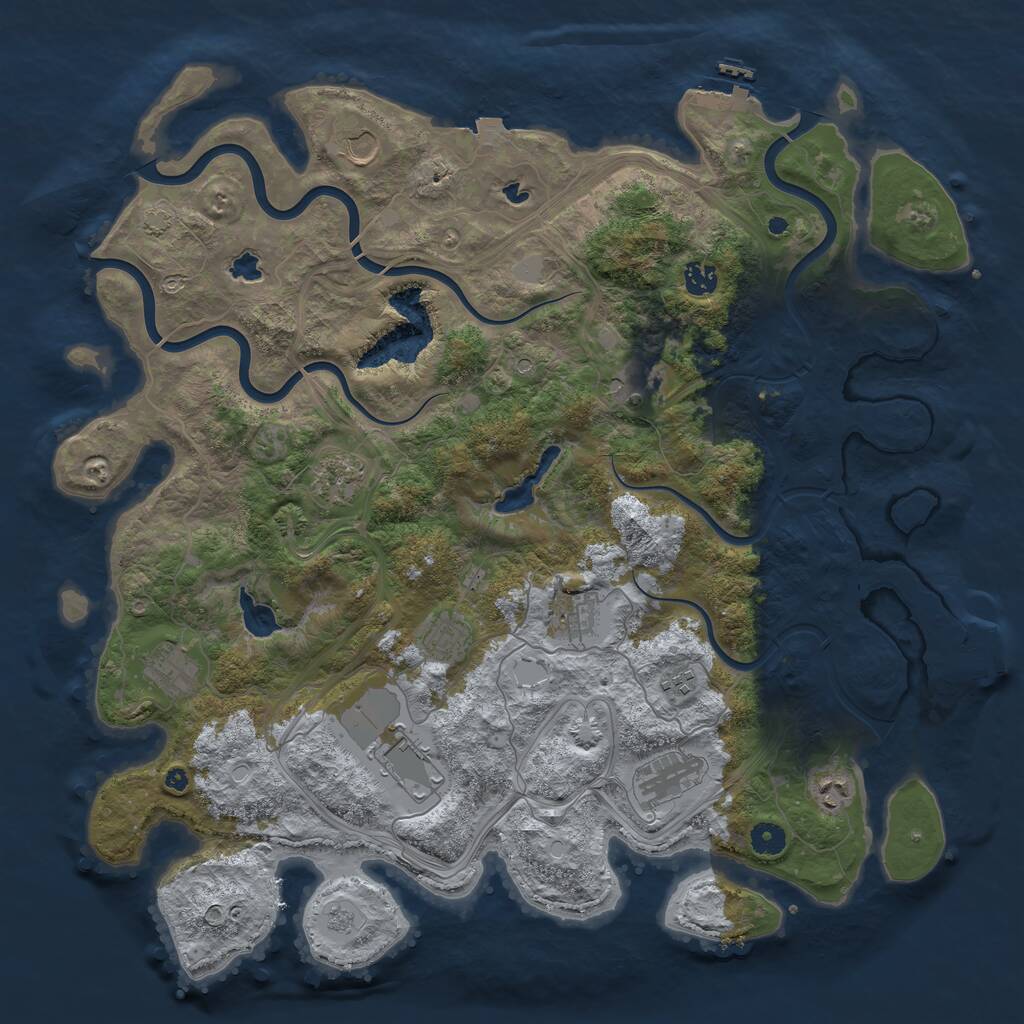 Rust Map: Procedural Map, Size: 4500, Seed: 578605, 17 Monuments
