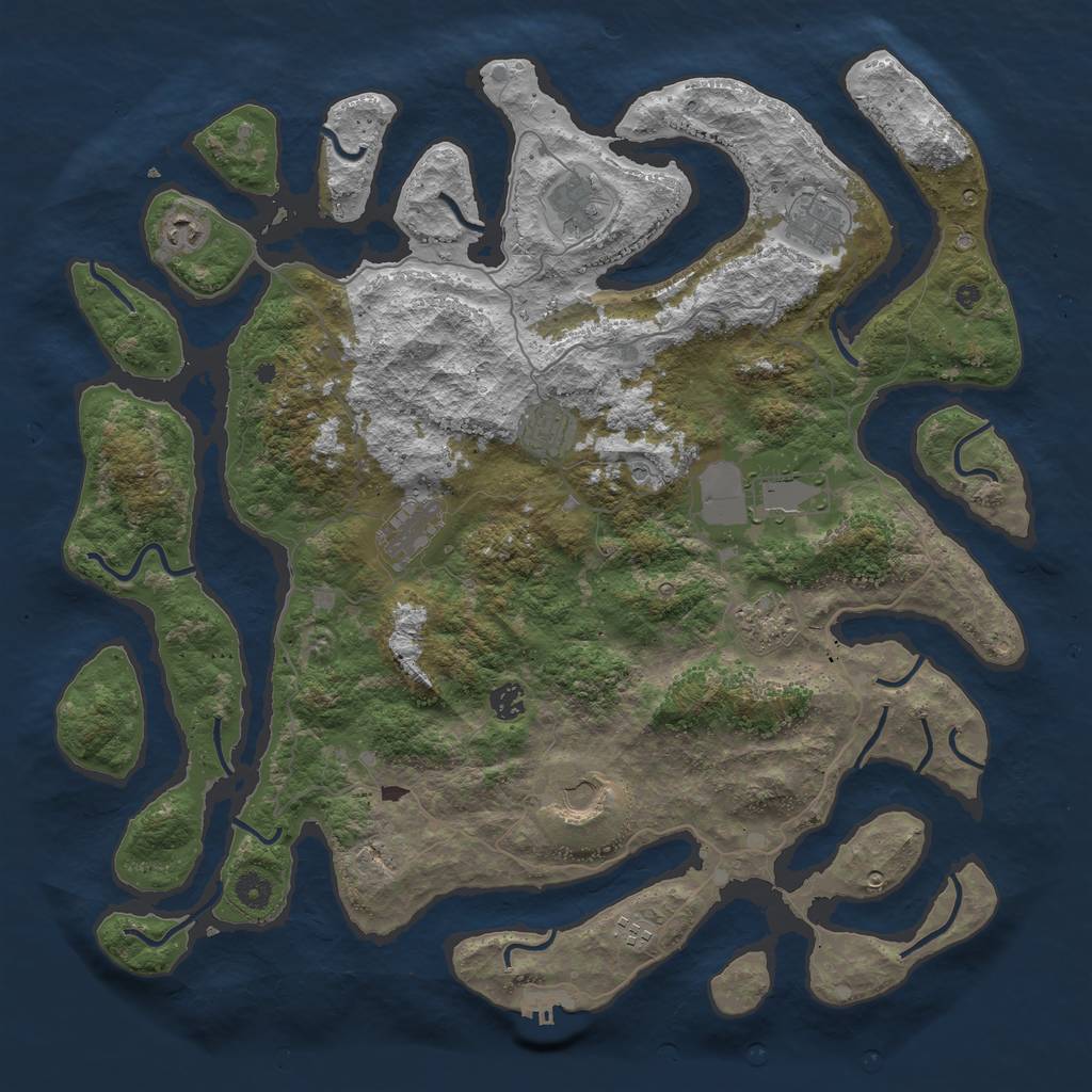 Rust Map: Procedural Map, Size: 4500, Seed: 395287, 14 Monuments