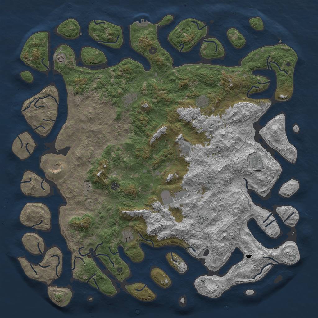 Rust Map: Procedural Map, Size: 6000, Seed: 54695687, 15 Monuments