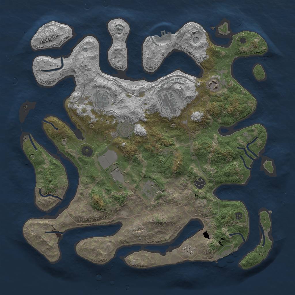 Rust Map: Procedural Map, Size: 4000, Seed: 1008703172, 13 Monuments