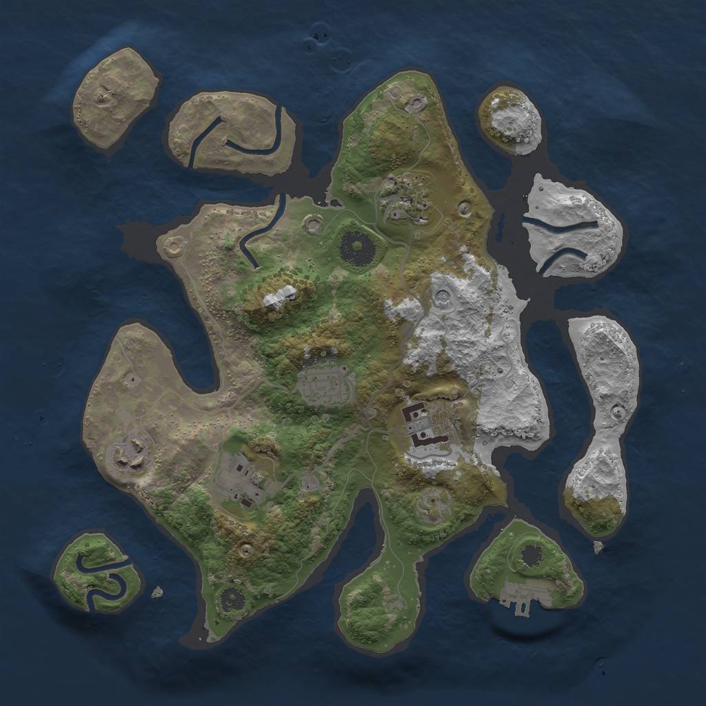 Rust Map: Procedural Map, Size: 3000, Seed: 1720820373, 9 Monuments