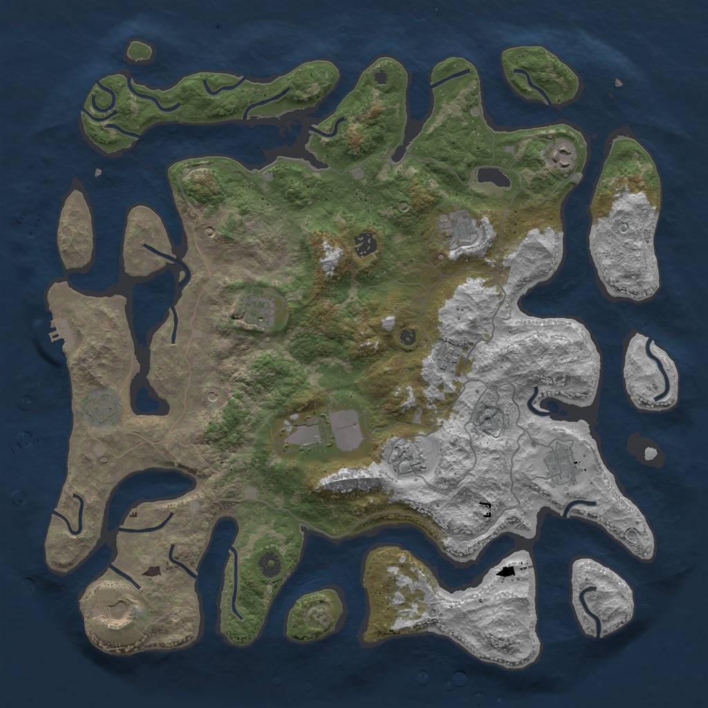 Rust Map: Procedural Map, Size: 4500, Seed: 271291, 14 Monuments