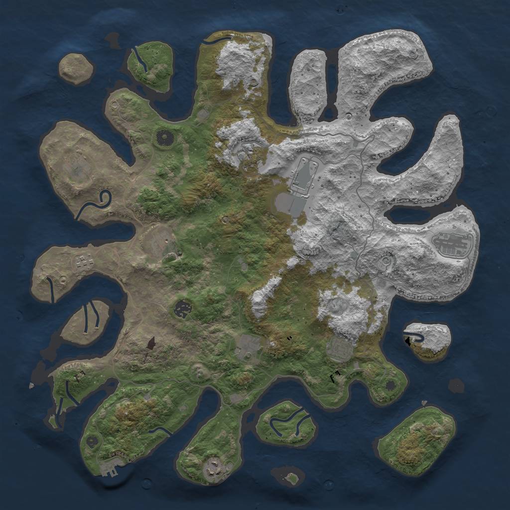 Rust Map: Procedural Map, Size: 4500, Seed: 1613498583, 14 Monuments