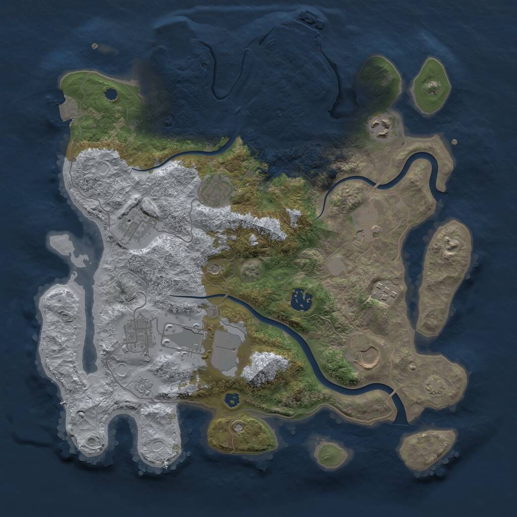Rust Map: Procedural Map, Size: 3500, Seed: 464758, 15 Monuments