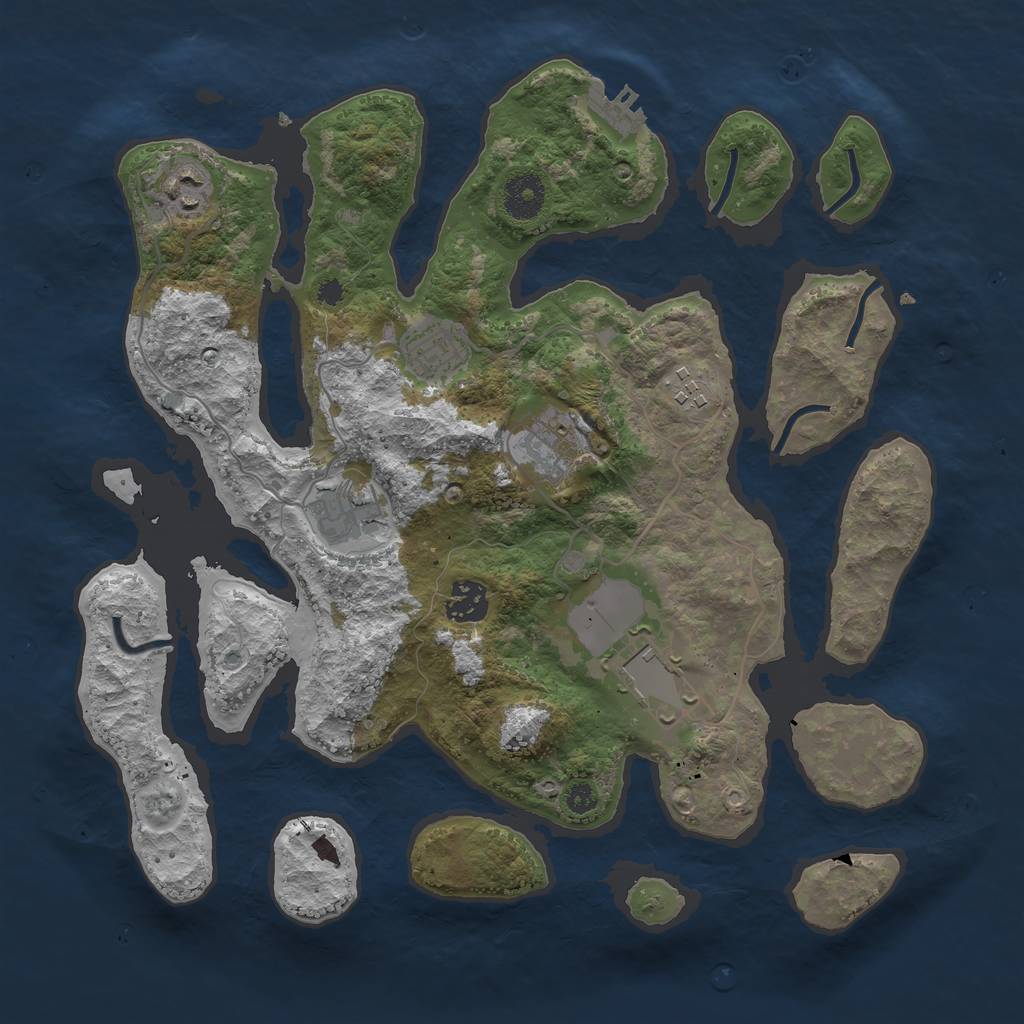 Rust Map: Procedural Map, Size: 3500, Seed: 464758, 10 Monuments