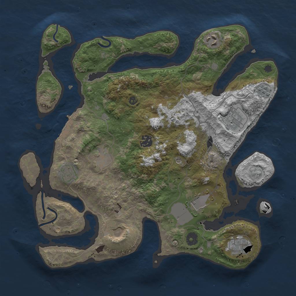 Rust Map: Procedural Map, Size: 3500, Seed: 2141839016, 13 Monuments