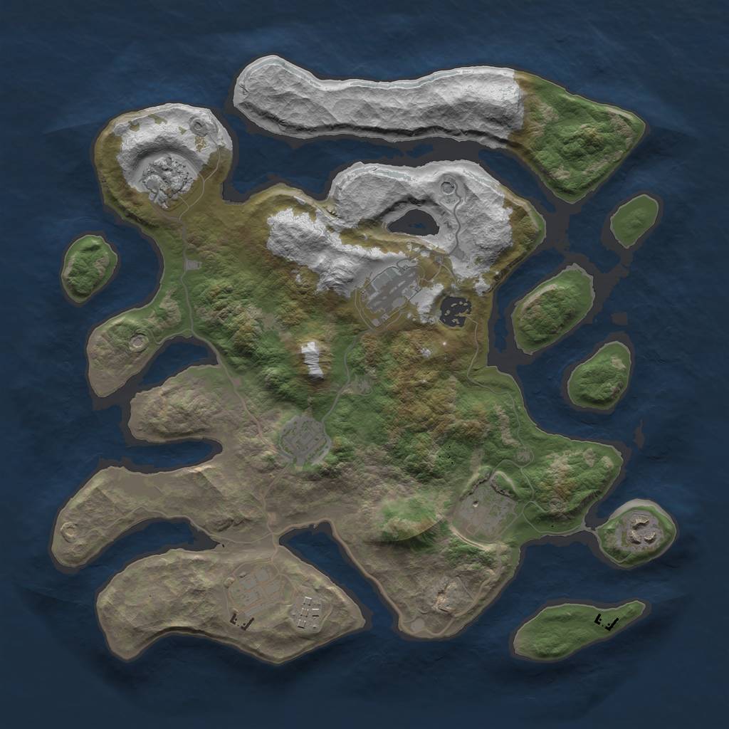 Rust Map: Barren, Size: 3450, Seed: 232322, 11 Monuments