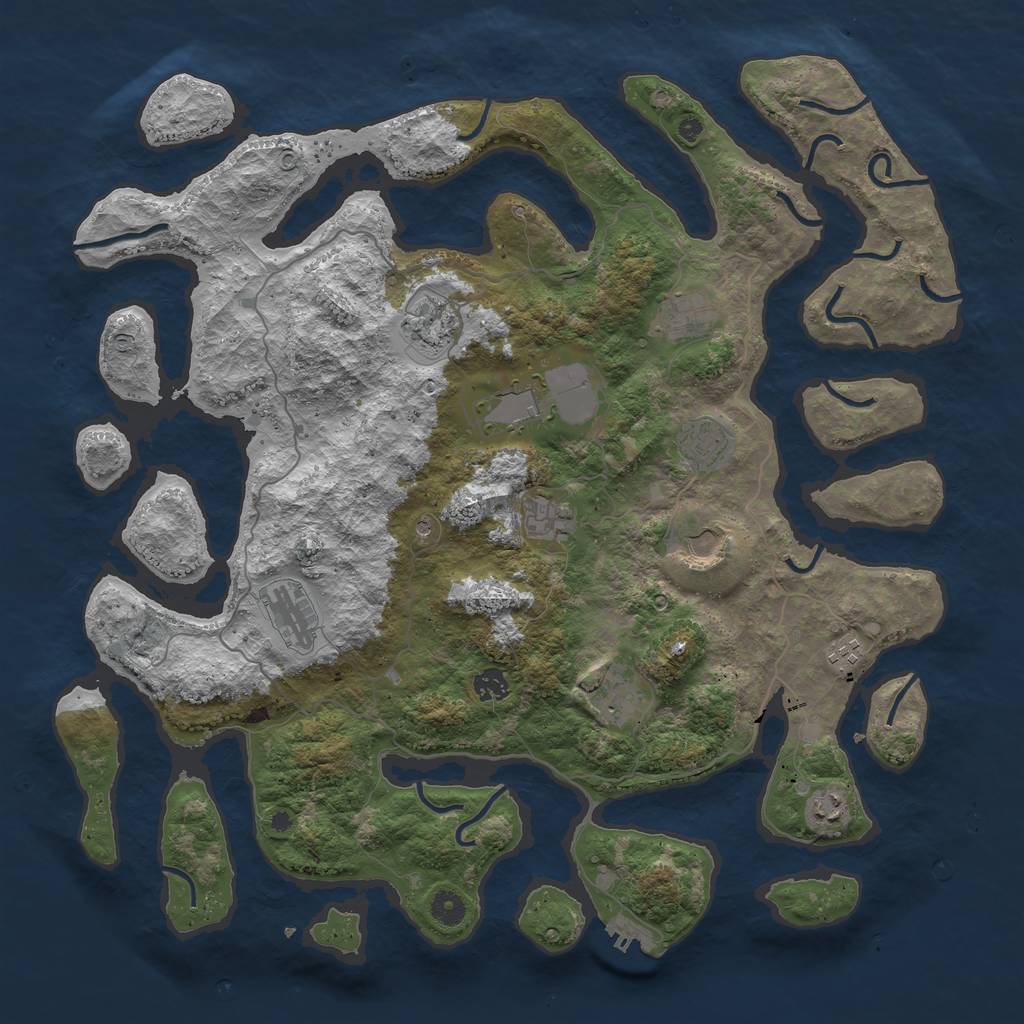 Rust Map: Procedural Map, Size: 4500, Seed: 377107, 15 Monuments