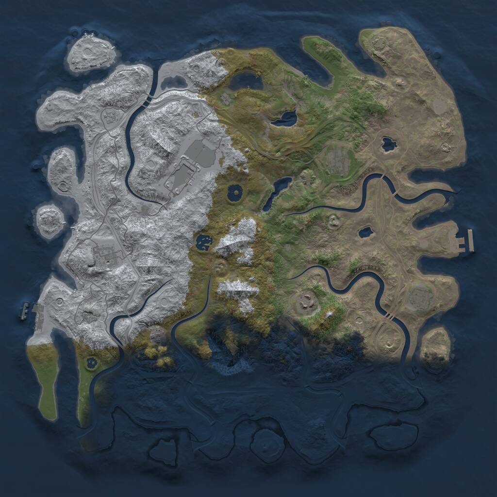 Rust Map: Procedural Map, Size: 4500, Seed: 377107, 13 Monuments