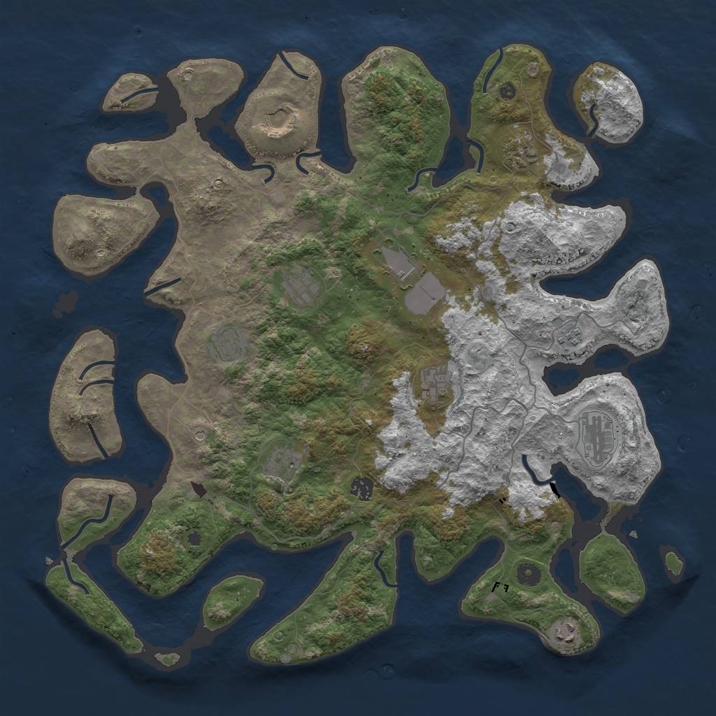 Rust Map: Procedural Map, Size: 4500, Seed: 214563, 14 Monuments