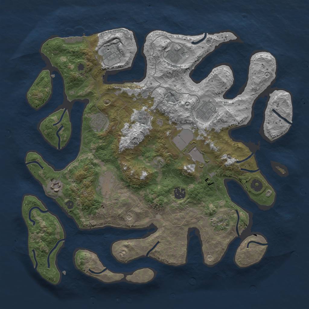 Rust Map: Procedural Map, Size: 3869, Seed: 69, 14 Monuments