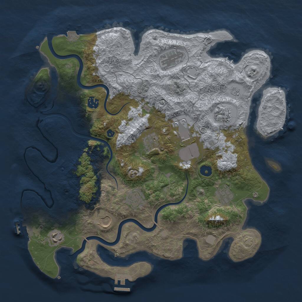 Rust Map: Procedural Map, Size: 3869, Seed: 69, 16 Monuments