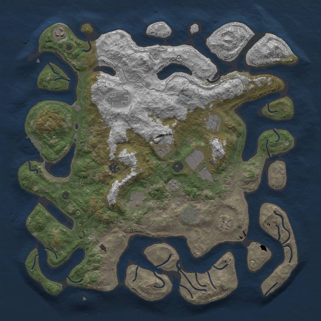 Rust Map: Procedural Map, Size: 4500, Seed: 487195, 14 Monuments