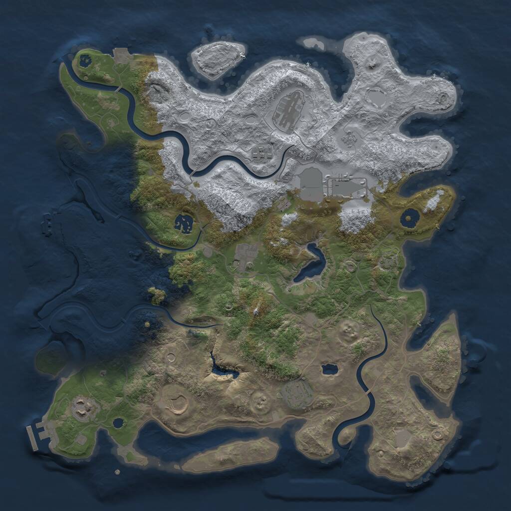 Rust Map: Procedural Map, Size: 4000, Seed: 4435345, 14 Monuments