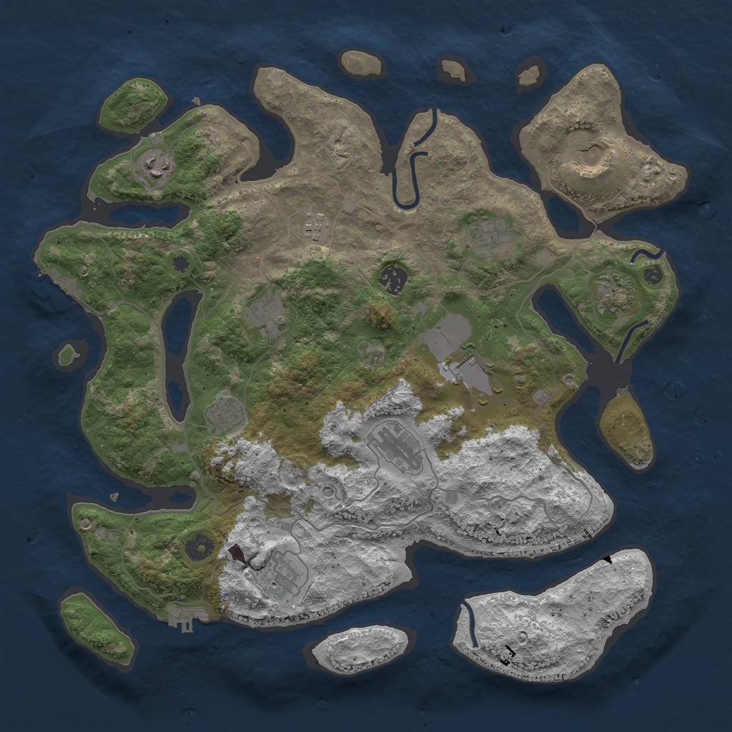 Rust Map: Procedural Map, Size: 4000, Seed: 283877201, 16 Monuments