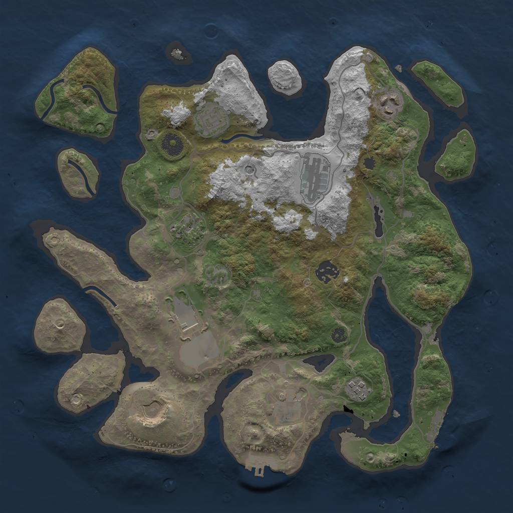 Rust Map: Procedural Map, Size: 3500, Seed: 23740, 14 Monuments