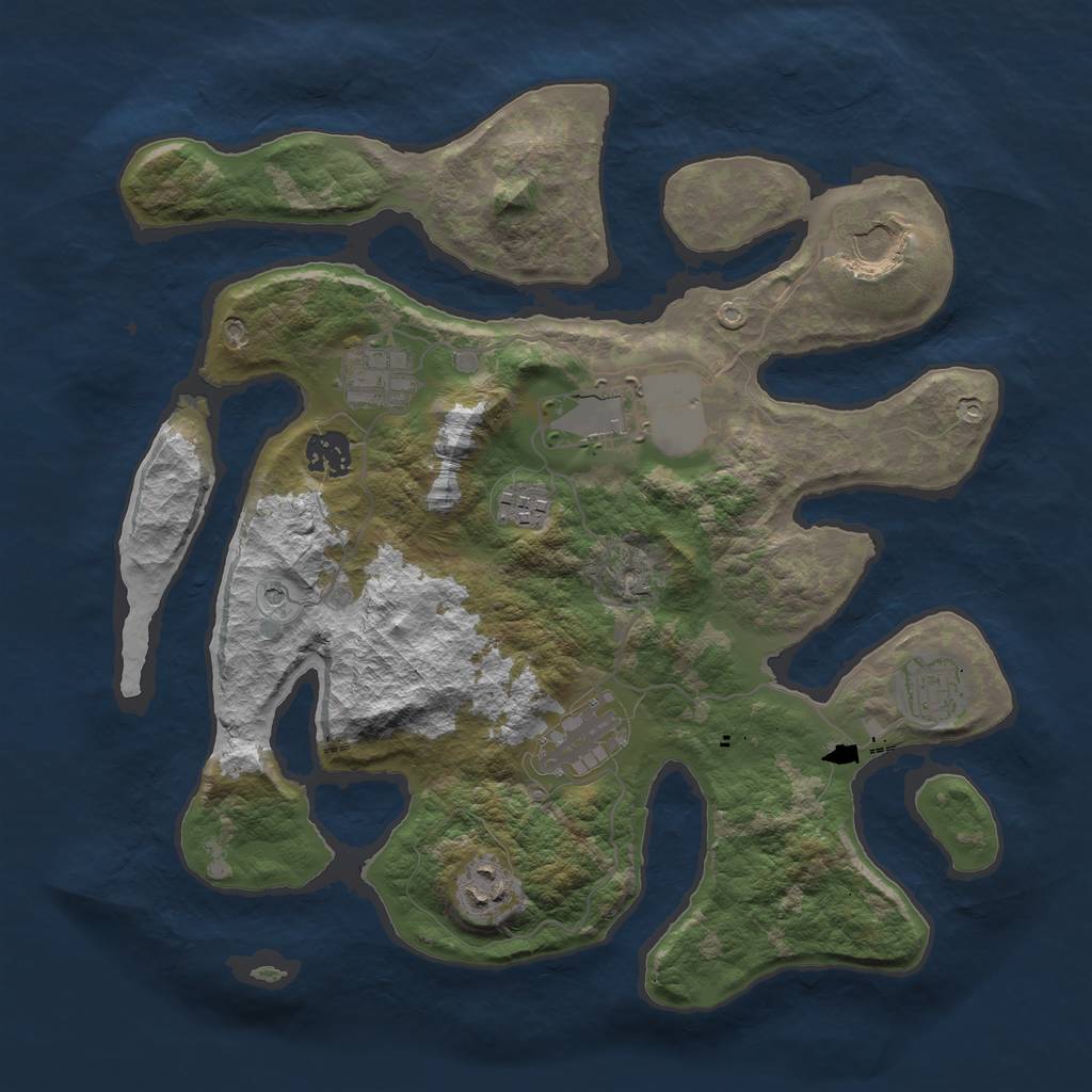 Rust Map: Barren, Size: 3500, Seed: 11123, 11 Monuments