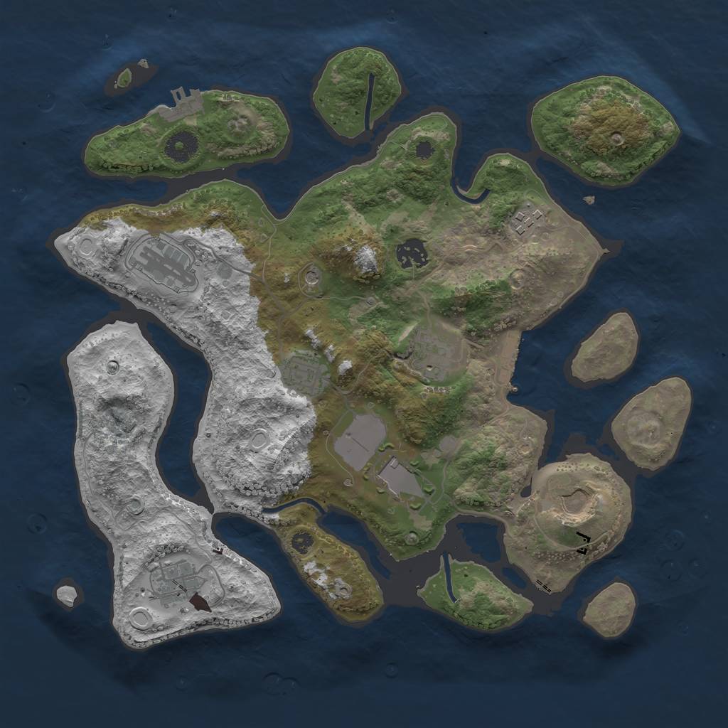 Rust Map: Procedural Map, Size: 3500, Seed: 742940767, 19 Monuments