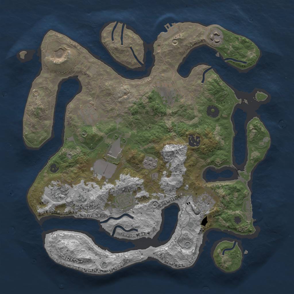 Rust Map: Procedural Map, Size: 3500, Seed: 1750703578, 15 Monuments