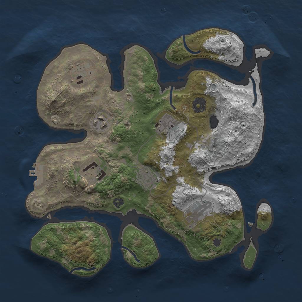 Rust Map: Procedural Map, Size: 3000, Seed: 388670307, 9 Monuments