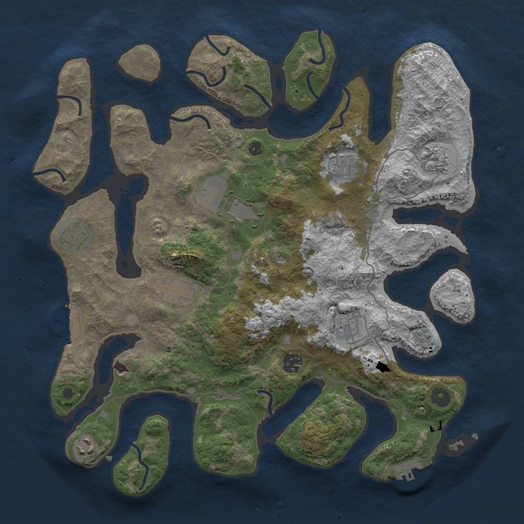 Rust Map: Procedural Map, Size: 4000, Seed: 965898949, 14 Monuments