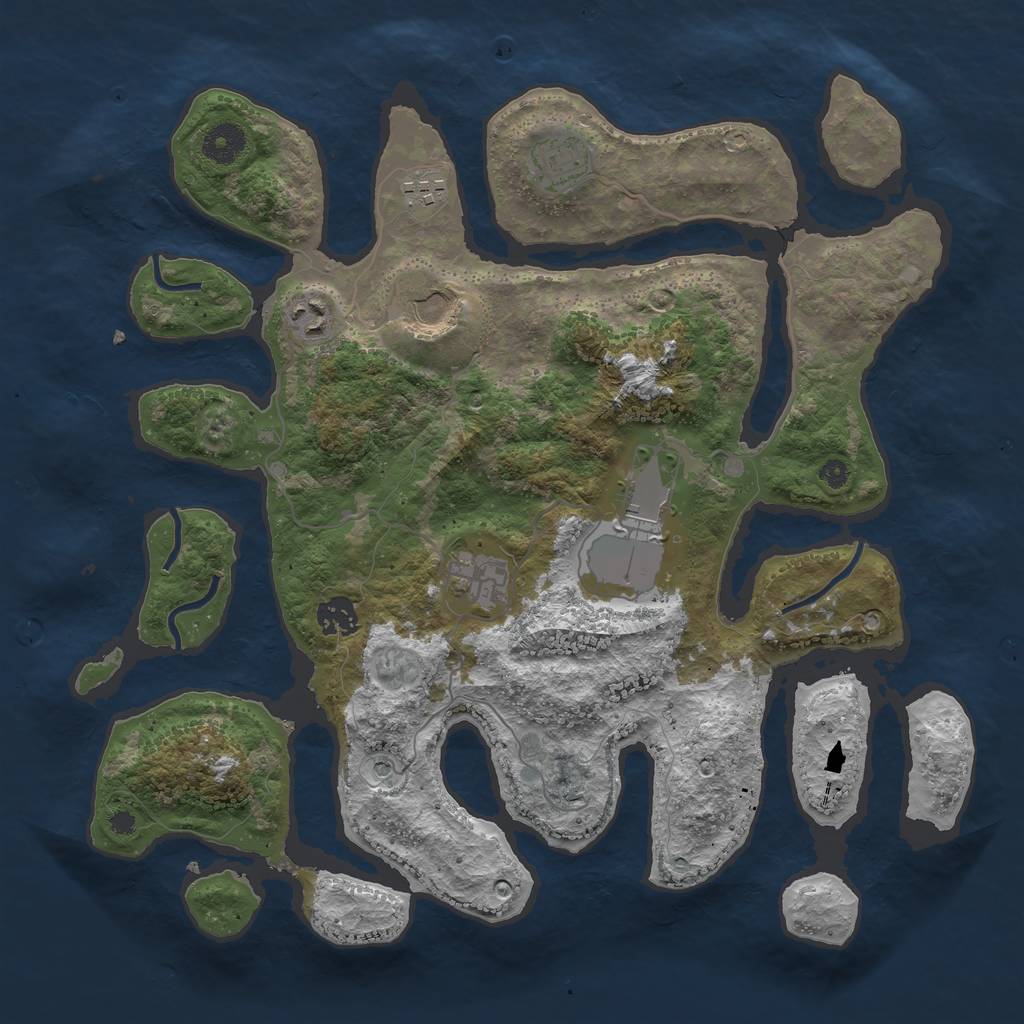 Rust Map: Procedural Map, Size: 3750, Seed: 363325130, 10 Monuments