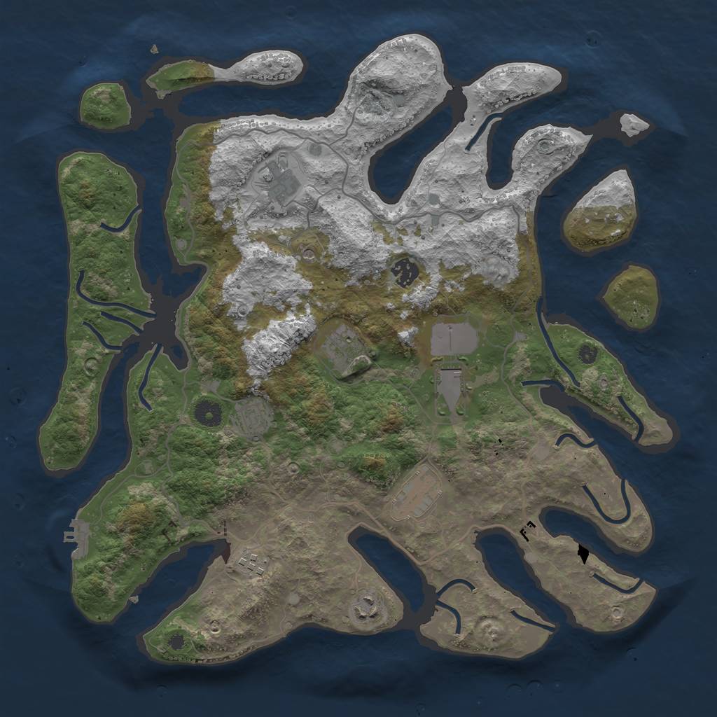 Rust Map: Procedural Map, Size: 4000, Seed: 254984, 12 Monuments